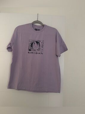 One Piece Luffy T-Shirt Adult Med Purple Short Sleeve Graphic  Mens Anime